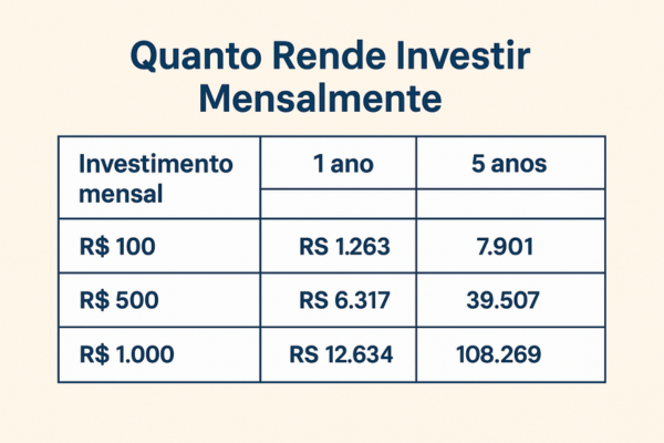 quanto rende investir mensalmente